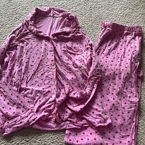 Victoria's Secret Modal Pink Heart Print Pajama Set Sz L